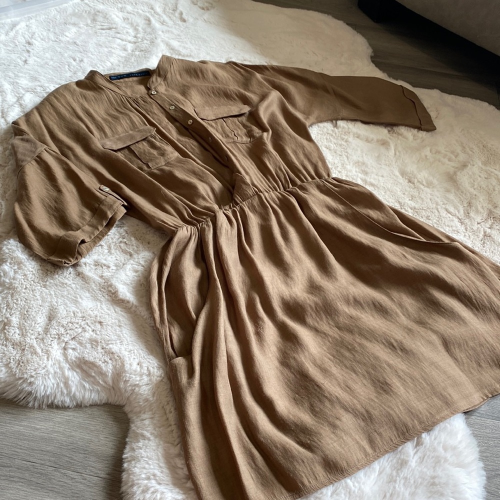 Zara dress Tan color casual used size medium